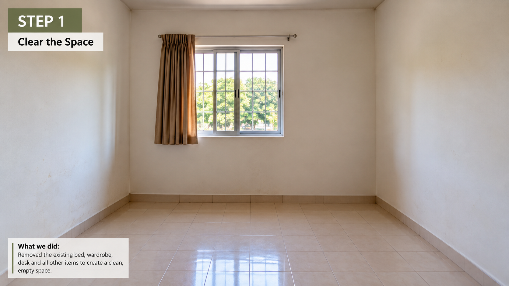 Small bedroom makeover step 1: clear the space