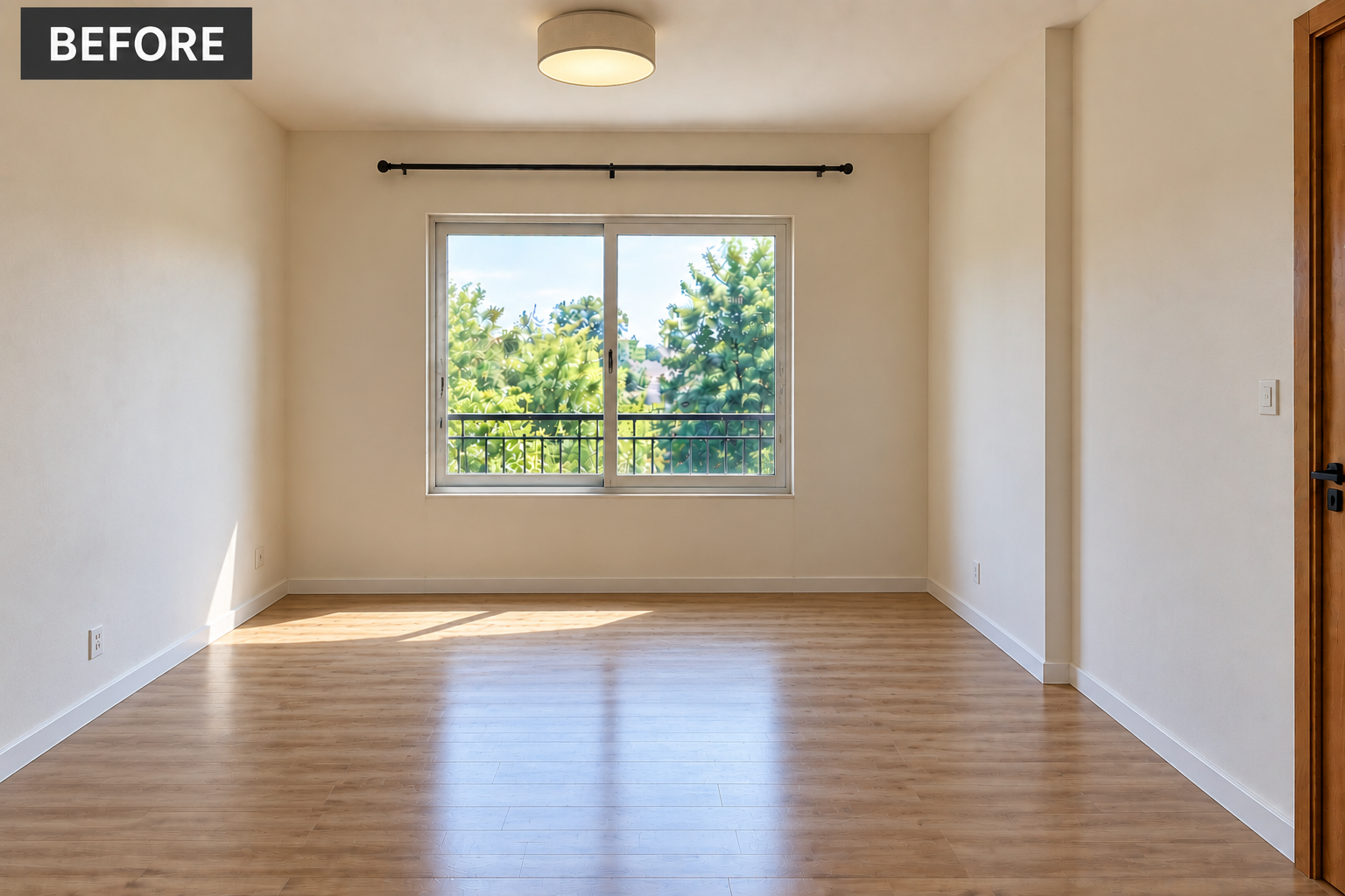 Empty small living room before the makeover