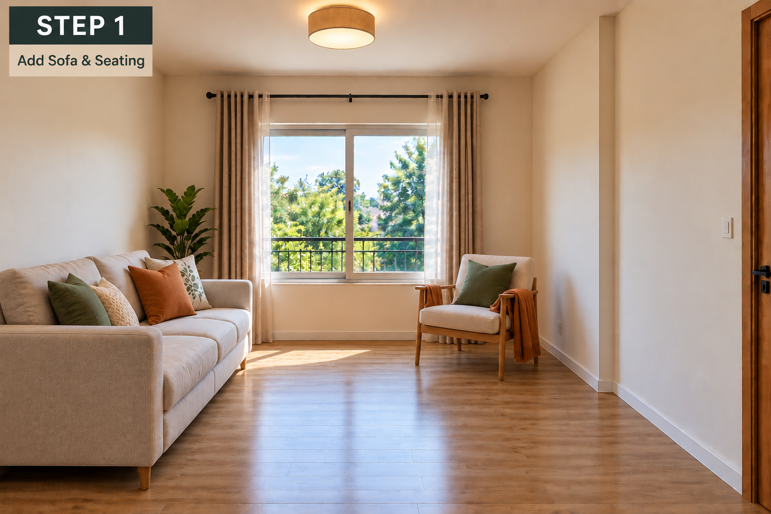 Living room with a sofa and additional seating