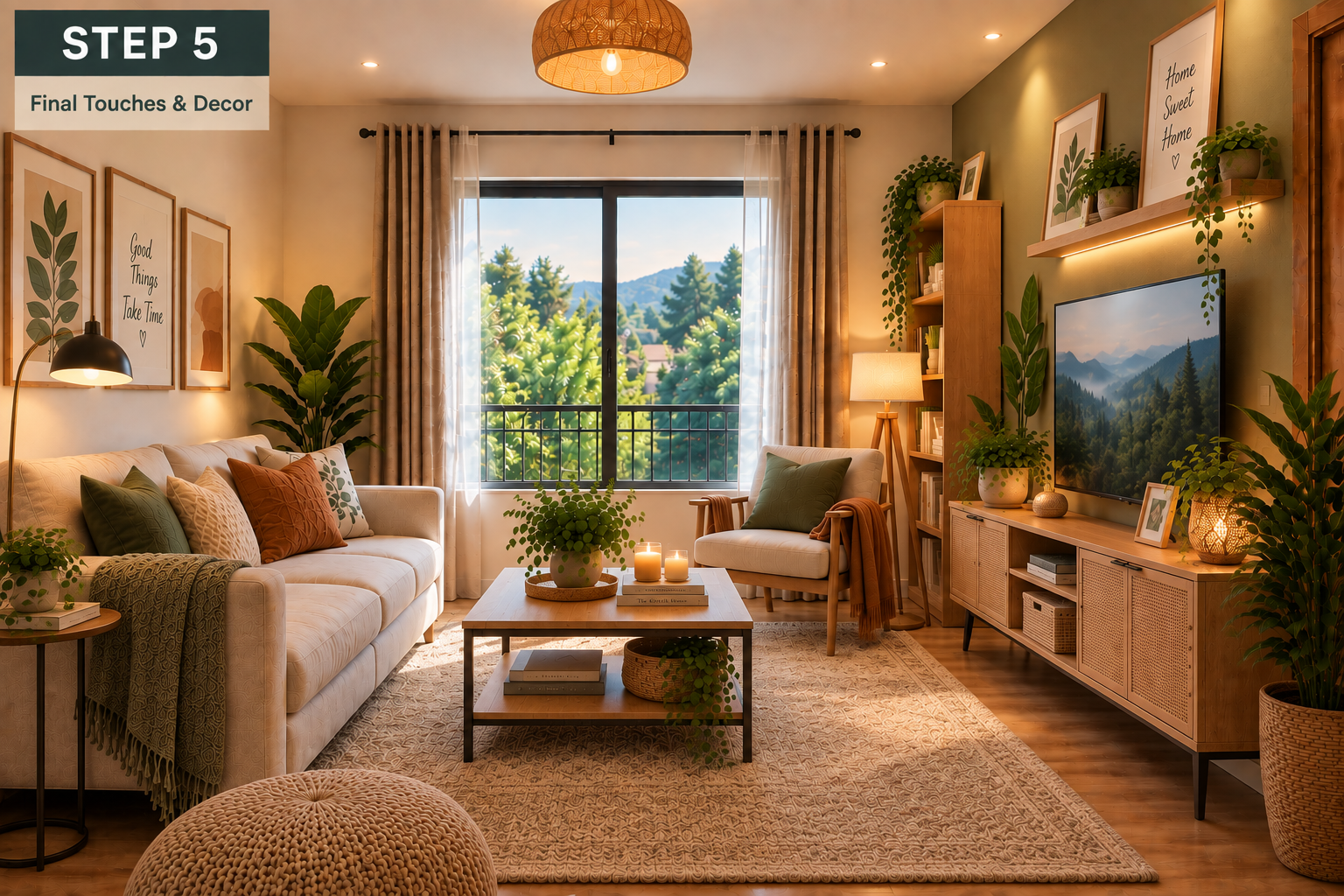 Living room with final decorative touches